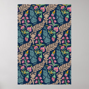 Traditionele Mughal Allover Designart, patroon, fl Poster