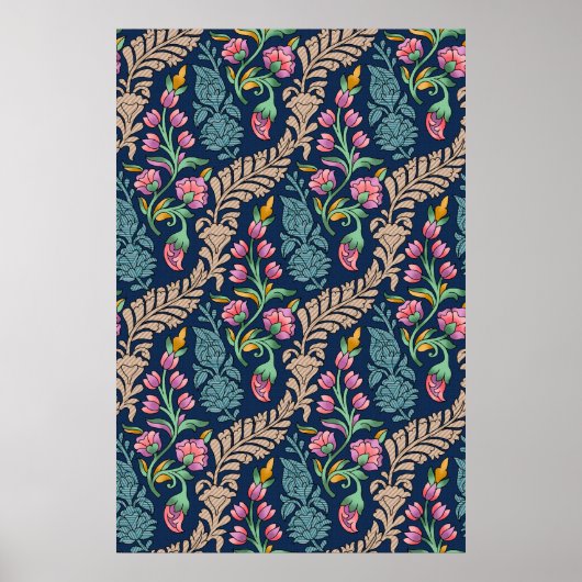Traditionele Mughal Allover Designart, patroon, fl Poster (Voorkant)