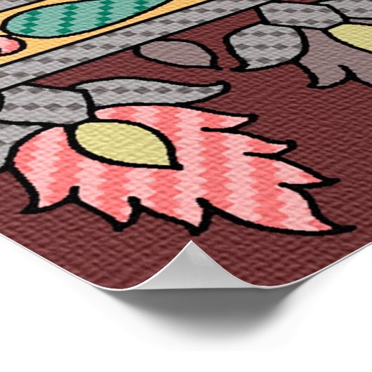 Traditionele Mughal Border art, patroon, bloem, ge Poster (Hoek)