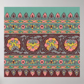 Traditionele Mughal Border art, patroon, bloem, ge Poster (Voorkant)