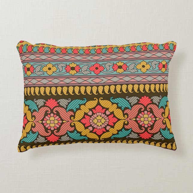 Traditionele Mughal Border Designart, etnisch, fab Accent Kussen (Voorkant)