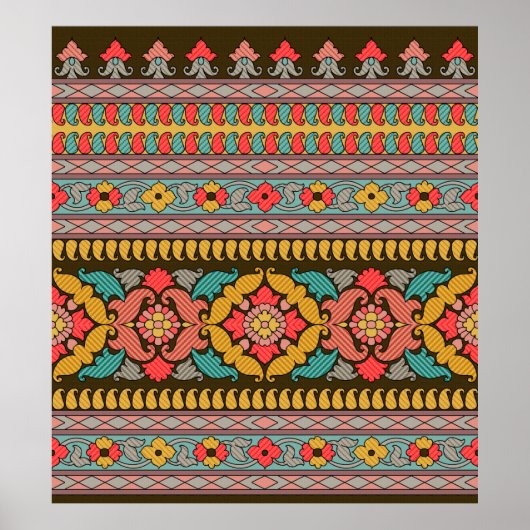 Traditionele Mughal Border Designart, etnisch, fab Poster (Voorkant)
