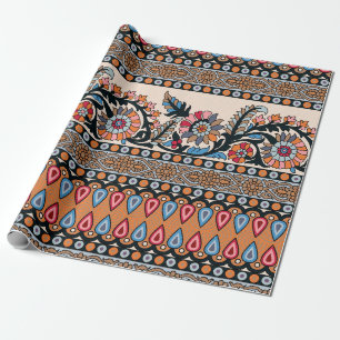 Traditionele Mughal Border Designart, naadloos, na Cadeaupapier