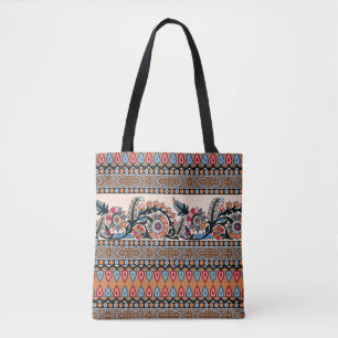 Traditionele Mughal Border Designart, naadloos, na Tote Bag