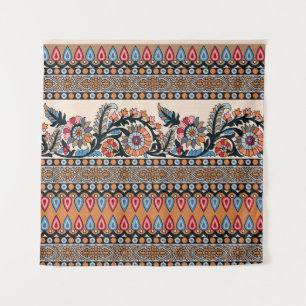 Traditionele Mughal Border Designart, naadloos, na Wandkleed