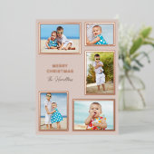 Traditionele multifoto Blush roze en Roos Gold Folie Feestdagenkaart (Staand Voorkant)