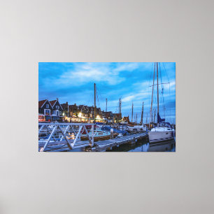 Traditionele nachtelijke plaats van de vissersstad canvas afdruk