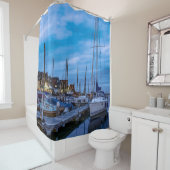 Traditionele nachtelijke plaats van de vissersstad douchegordijn (In situ)