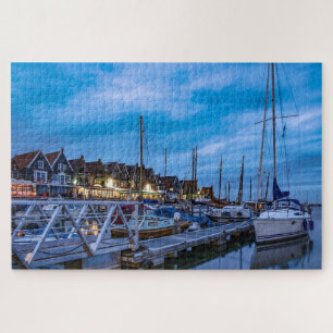 Traditionele nachtelijke vissersstad puzzel