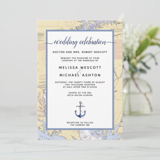Traditionele #Nautical Wedding| MIKE/Annapolis Kaart (Staand voorkant)