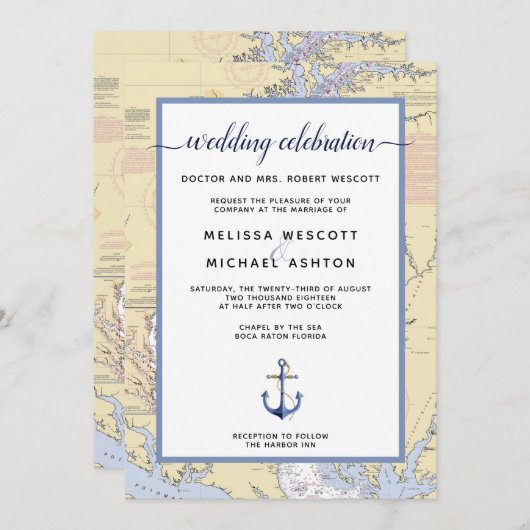 Traditionele #Nautical Wedding| MIKE/Annapolis Kaart (Voorkant / Achterkant)