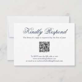 Traditionele Navy-blauwe formele QR-code-huwelijk RSVP Kaartje