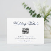 Traditionele Navy Blue formele QR Code bruiloft Informatiekaartje (Staand voorkant)