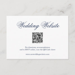 Traditionele Navy Blue formele QR Code bruiloft Informatiekaartje