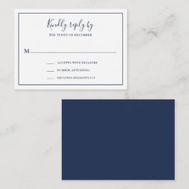 Traditionele Navy Blue Mini Wedding RSVP Kaart Notitiekaartje