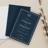 Traditionele Navy Blue Minimalistische Monogram br Kaart