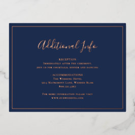 Traditionele Navy Blue Wedding Folie Enclosure Kaa Uitnodiging Briefkaart