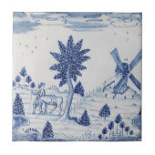 Traditionele Nederlandse Delft Tile-Windmill-27 Tegeltje (Voorkant)