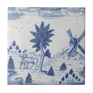 Traditionele Nederlandse Delft Tile-Windmill-27 Tegeltje