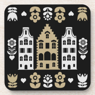 Traditionele Nederlandse Folk Art Print Bier Onderzetter