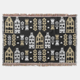 Traditionele Nederlandse Folk Art Print Deken