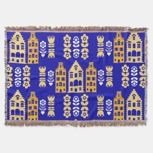 Traditionele Nederlandse Folk Art Print Deken (Voorkant)