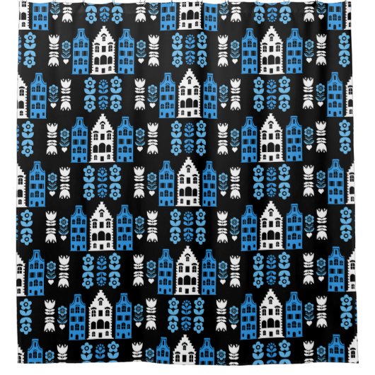 Traditionele Nederlandse Folk Art Print Douchegordijn (Voorkant)