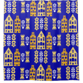 Traditionele Nederlandse Folk Art Print Douchegordijn