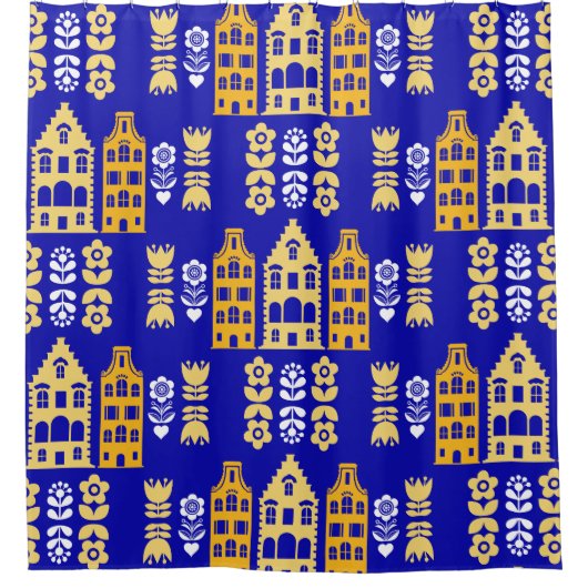Traditionele Nederlandse Folk Art Print Douchegordijn (Voorkant)