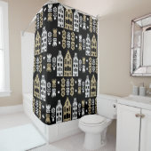 Traditionele Nederlandse Folk Art Print Douchegordijn (In situ)