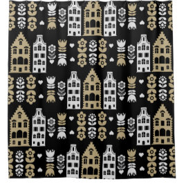 Traditionele Nederlandse Folk Art Print Douchegordijn