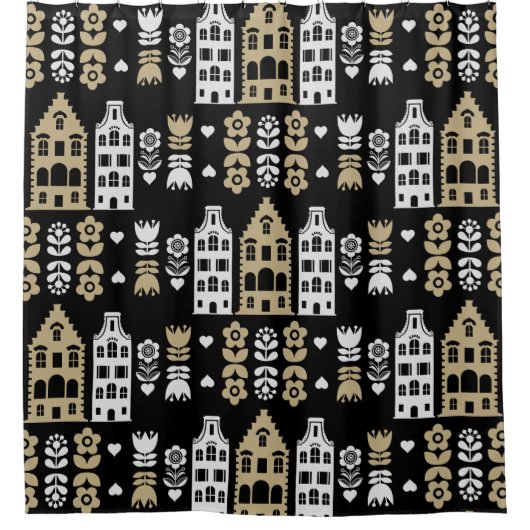 Traditionele Nederlandse Folk Art Print Douchegordijn (Voorkant)