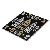 Traditionele Nederlandse Folk Art Print Tegeltje (Zijkant)