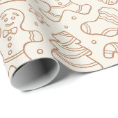 Traditionele Neutrale Kerst Boho Gingermans Cadeaupapier (Rol Hoek)