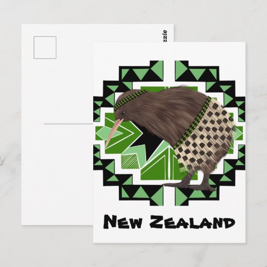 Traditionele Nieuw-Zeelandse nationale vogel- kiwi Briefkaart (Voorkant / Achterkant)