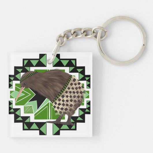 Traditionele Nieuw-Zeelandse nationale vogel- kiwi Sleutelhanger (Achterkant)