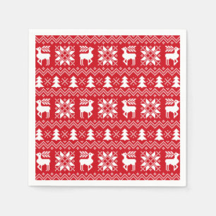 Traditionele Noordse Kersttrui rood patroon Servetten