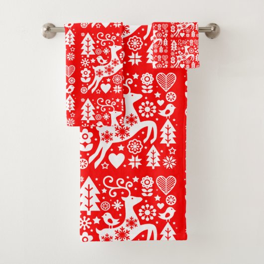 Traditionele Nordic Christmas Decor Bad Handdoek (Insitu)