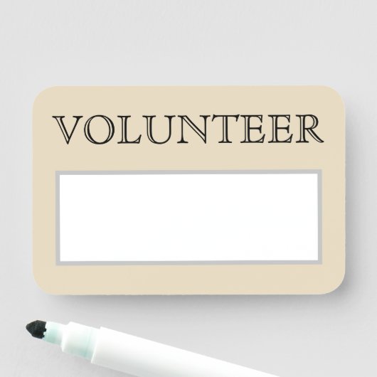 Traditionele, nostalgische "VOLUNTEER"-naamtag Naamplaatje (In situ)