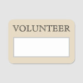 Traditionele, nostalgische "VOLUNTEER"-naamtag Naamplaatje (Voorkant)