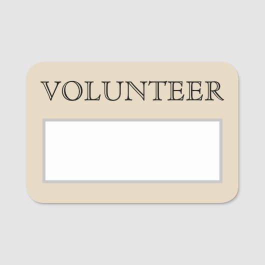 Traditionele, nostalgische "VOLUNTEER"-naamtag Naamplaatje (Voorkant)