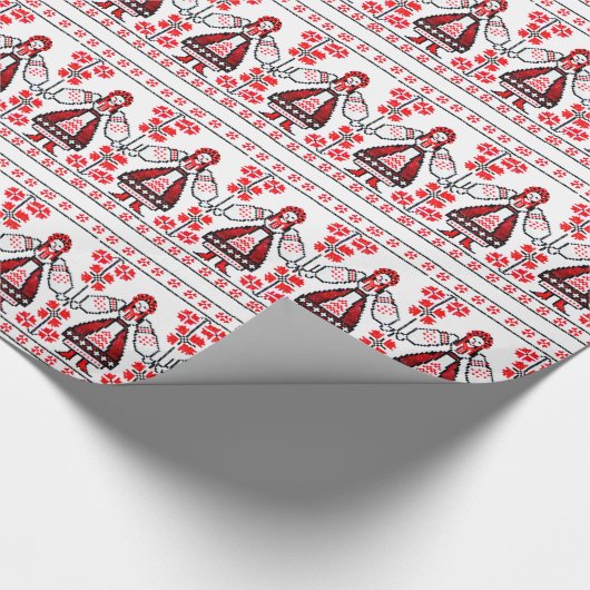 Traditionele Oekraïense borduurmeisjes Cadeaupapier (Hoek)