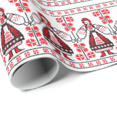 Traditionele Oekraïense borduurmeisjes Cadeaupapier (Rol Hoek)