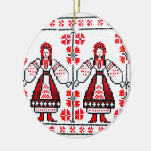 Traditionele Oekraïense borduurmeisjes Keramisch Ornament (Links)