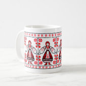 Traditionele Oekraïense borduurmeisjes Koffiemok (Voorkant links)