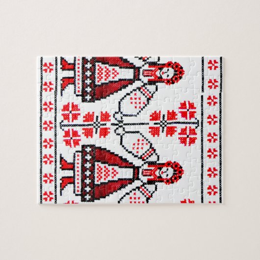Traditionele Oekraïense borduurmeisjes Legpuzzel (Horizontaal)