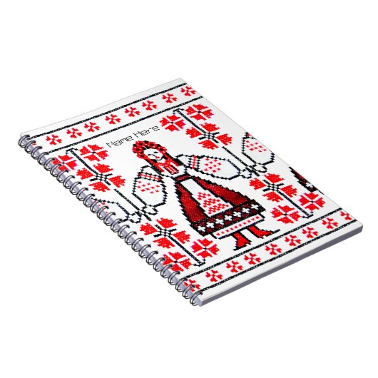 Traditionele Oekraïense borduurmeisjes Notitieboek (Rechterzijde)