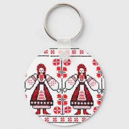Traditionele Oekraïense borduurmeisjes Sleutelhanger
