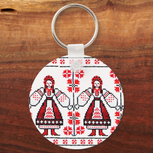 Traditionele Oekraïense borduurmeisjes Sleutelhanger (Voorkant)