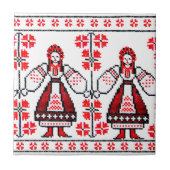 Traditionele Oekraïense borduurmeisjes Tegeltje (Voorkant)